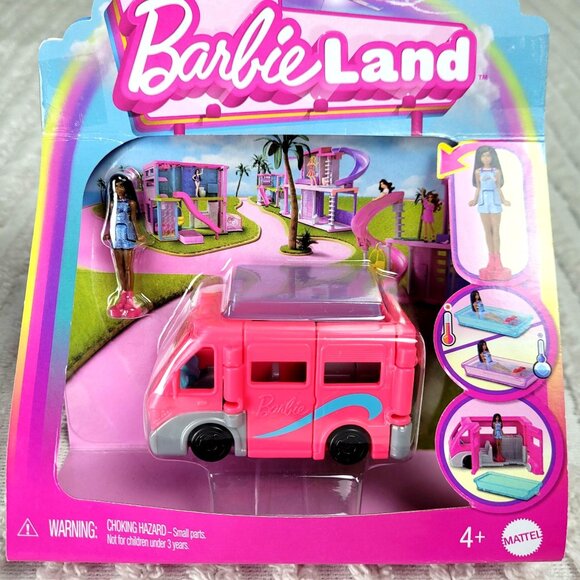 NIB Mattel Mini Barbie Land Playset Bundle Plane Car & RV BarbieLand Travel Size - Picture 4 of 6